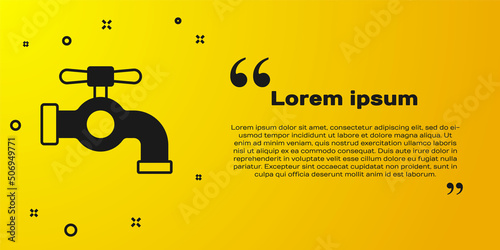 Black Water tap icon isolated on yellow background. Vector