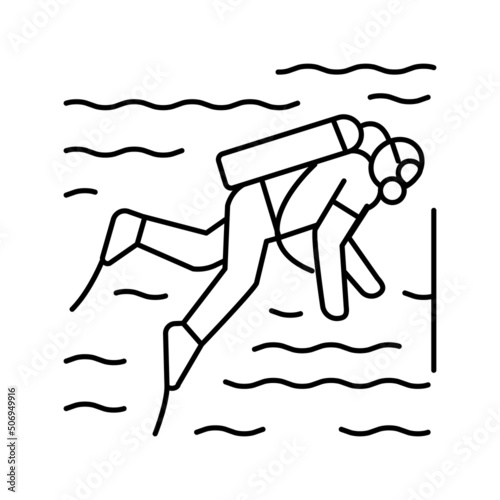scuba diving line icon vector illustration
