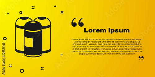 Black Paint spray can icon isolated on yellow background. Vector