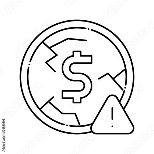 deflation money line icon vector illustration
