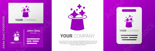 Logotype Magic hat icon isolated on white background. Magic trick. Mystery entertainment concept. Logo design template element. Vector