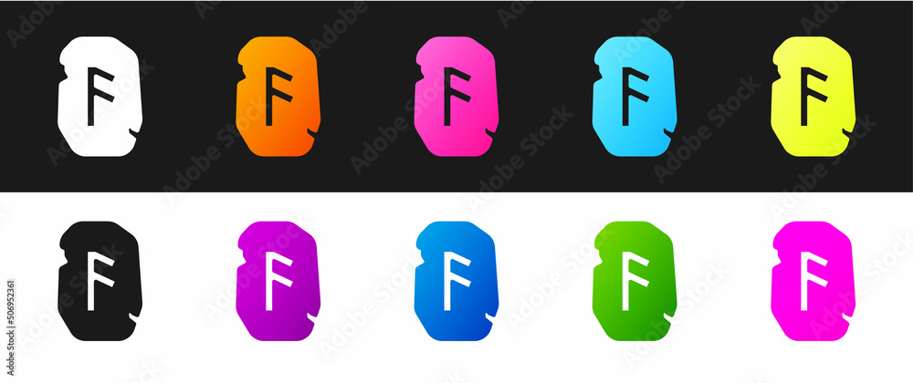 Set Magic rune icon isolated on black and white background. Rune stone. Vector Set Magic rune icon isolated on black and white background. Rune stone. Vector