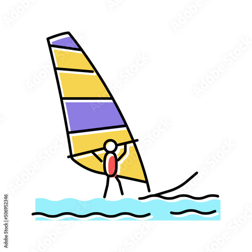windsurfing extreme sport color icon vector illustration