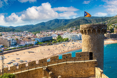 Beach at Tossa de Mar and fortress photo