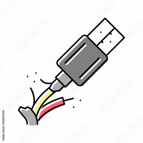 broken cable usb color icon vector illustration