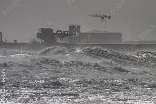 Harbor under heavy storm