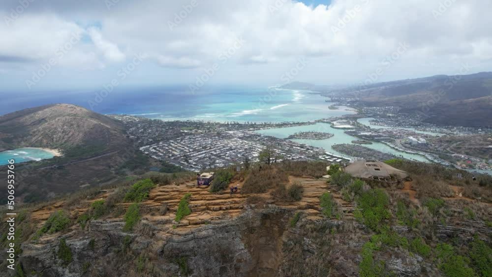 Aerial view from of Koko Head Crater peak and Hawaii Kai and Diamond Head in the distance Aerial view from of Koko Head Crater peak and Hawaii Kai and Diamond Head in the distance