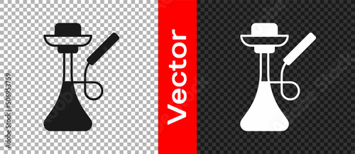 Black Hookah icon isolated on transparent background. Vector