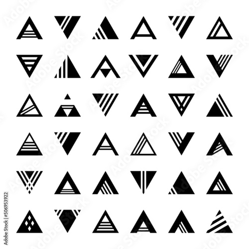 Abstract geometric design elements in triangle shape.