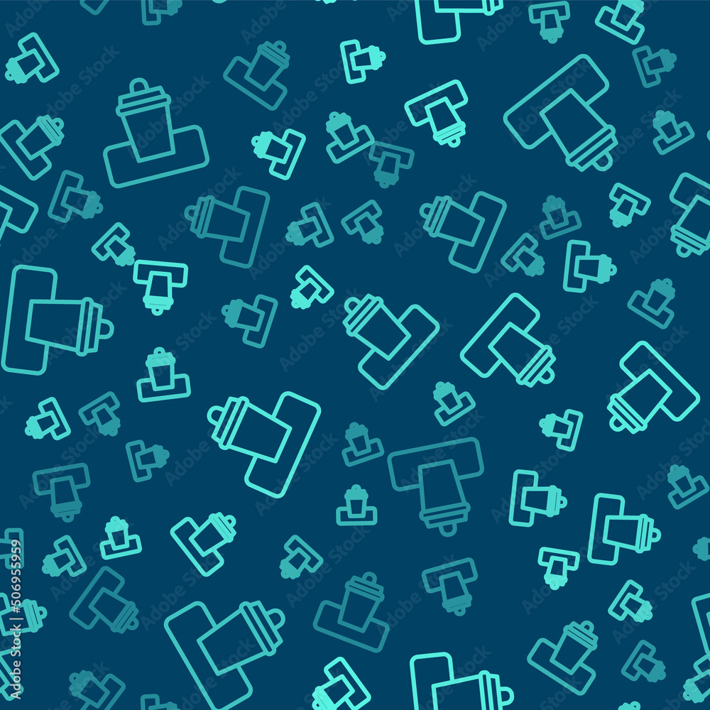 Green line Trash can icon isolated seamless pattern on blue background. Garbage bin sign. Recycle basket icon. Office trash icon. Vector Green line Trash can icon isolated seamless pattern on blue background. Garbage bin sign. Recycle basket icon. Office trash icon. Vector