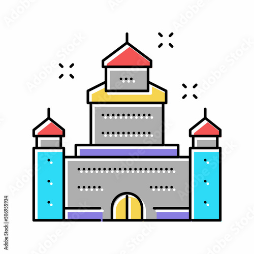 carnival castle amusement park color icon vector illustration