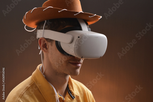 Cowboy wannabe with Oculus headset photo