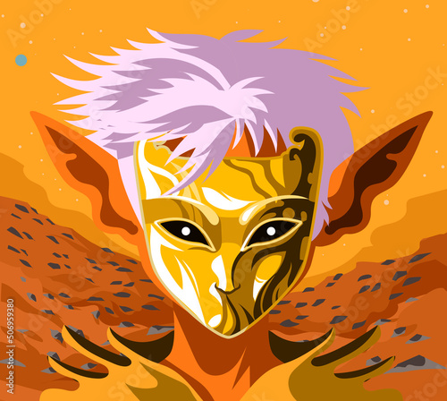 martian  man with golden mask