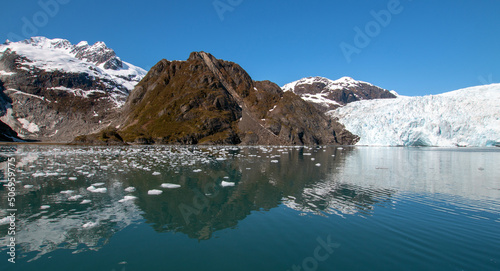 Holgate glacier ice floating in the Holgate Arm of Resurrection Bay in Kenai Fjords National Park in Seward Alaska United States