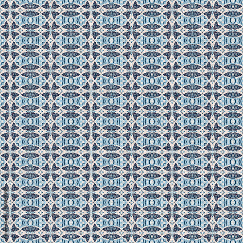 Indigo blue red batik geo nautical seamless pattern. Modern marin geometric kaleidoscope sailor print. Nantucket fabric textile style. Summer rustic masculine worn linen effect maritime decor. 