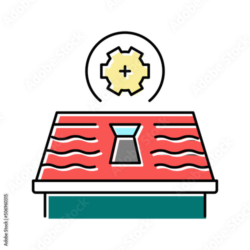 skylight installation roof color icon vector illustration