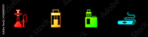 Set Hookah, Vape mod device, and Cigar icon. Vector