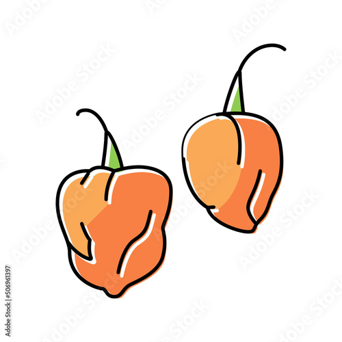 pepper habanero color icon vector illustration