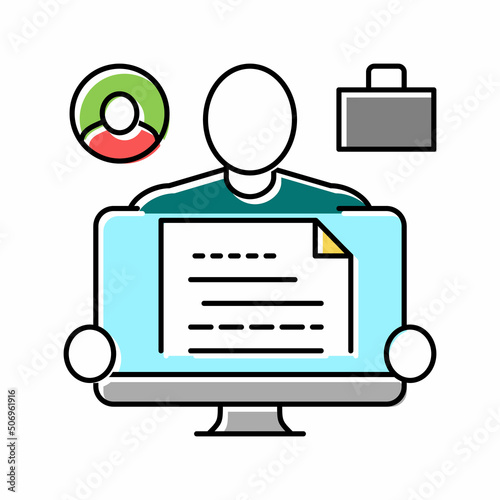 resume writer color icon vector illustration