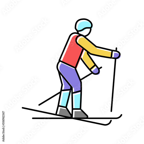 skiing extreme winter sport color icon vector illustration