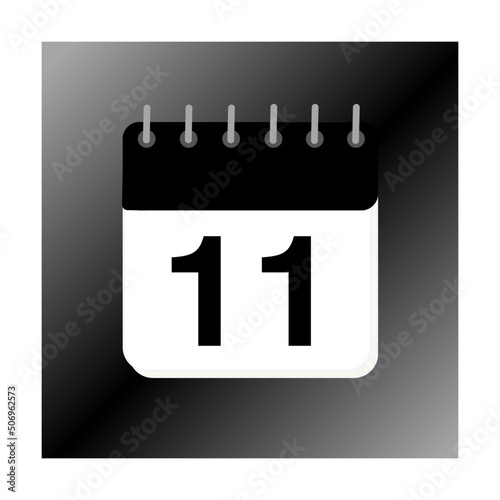 11day of the month January, February, March, April, May, June, July, August, September October, November and December with black calendar design with black screen background