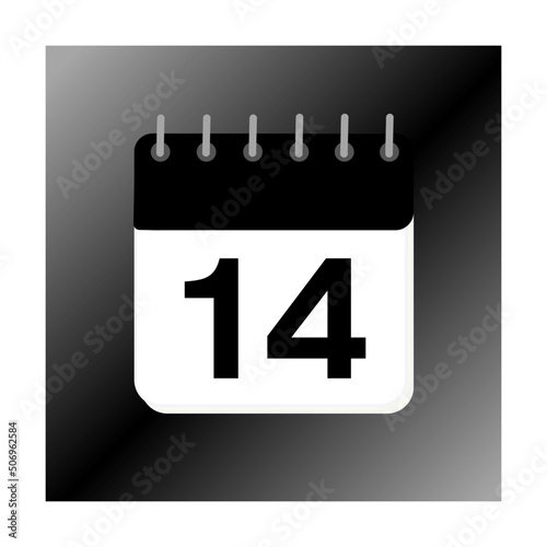 14day of the month January, February, March, April, May, June, July, August, September October, November and December with black calendar design with black screen background