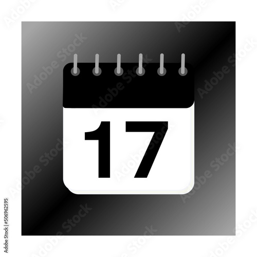 17day of the month January, February, March, April, May, June, July, August, September October, November and December with black calendar design with black screen background