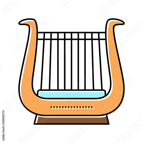 lyre musician instrument greece color icon vector illustration
