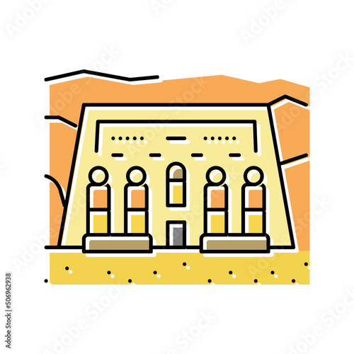 ancient egypt abu simbel color icon vector illustration
