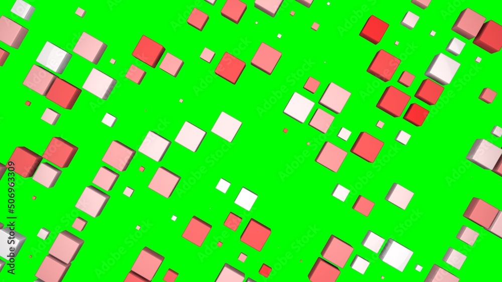 VJ ポップ キューブ 赤 ブロック グリーンバック [別Verあり]