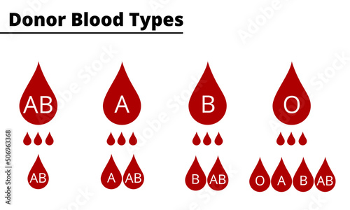Donor blood types compatibility diagram. ABO blood group system. Vector illustration.