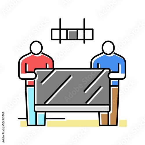 tv wall mounting color icon vector illustration