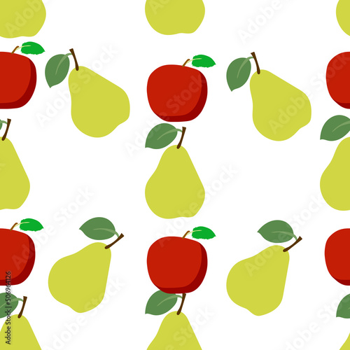 Seamless pear  and apple Vector Pattern Fruit Background