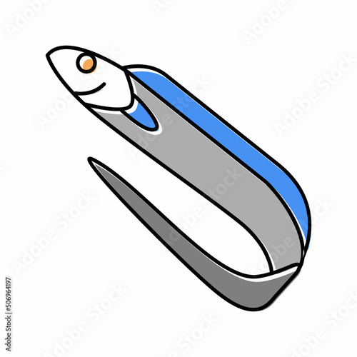 large head hairtail color icon vector illustration