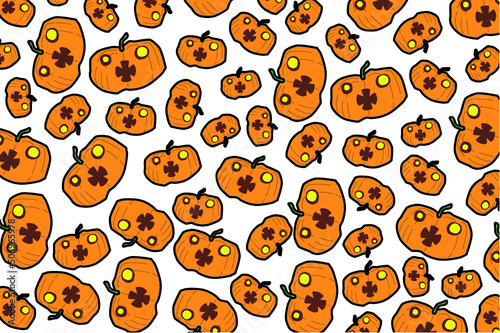 pattern design with pumpkin head halloween theme