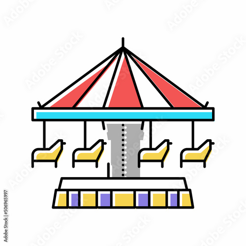 carousel amusement park color icon vector illustration