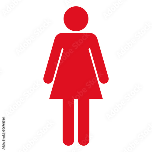 女性の人型のシンプルなアイコン（赤）