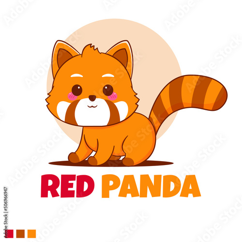 Cute red panda cartoon character