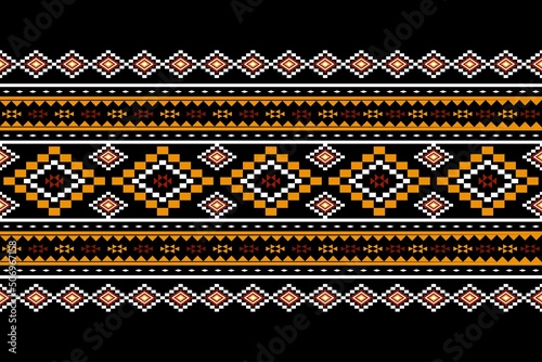 Geometric ethnic oriental seamless pattern traditional Design for background,carpet,wallpaper.clothing,wrapping,Batik fabric,Vector illustration.embroidery style - Sadu, sadou, sadow or sado