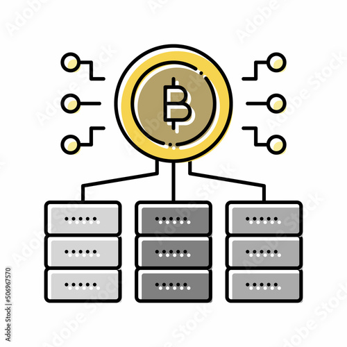 mining cryptocurrency color icon vector illustration