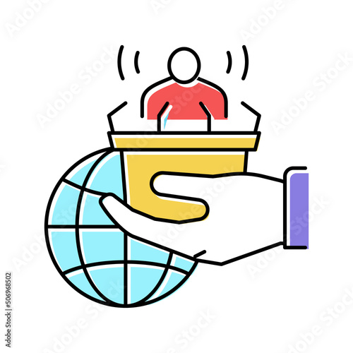democracy social problem color icon vector illustration