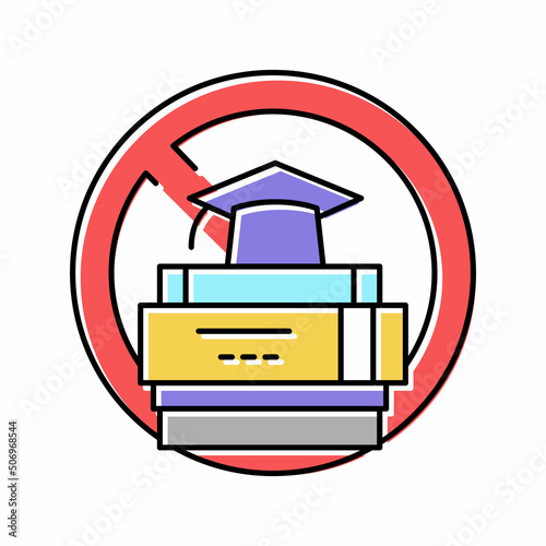 lack of education social problem color icon vector illustration