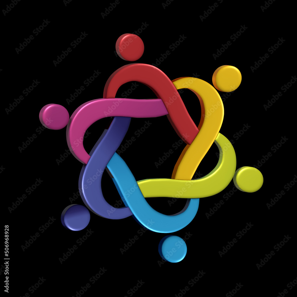 Logo teamwork helping people unity social media workers group of friends charity collaboration people group 3D swirl icon vector image graphic illustration clipart design black background Logo teamwork helping people unity social media workers group of friends charity collaboration people group 3D swirl icon vector image graphic illustration clipart design black background