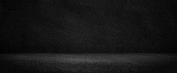 black wall or blank interior texture and studio room for background.