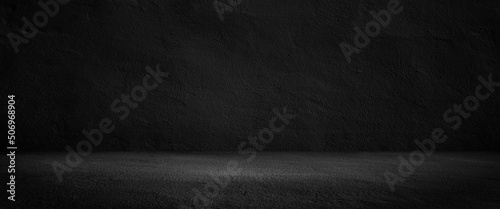 black wall or blank interior texture and studio room for background.