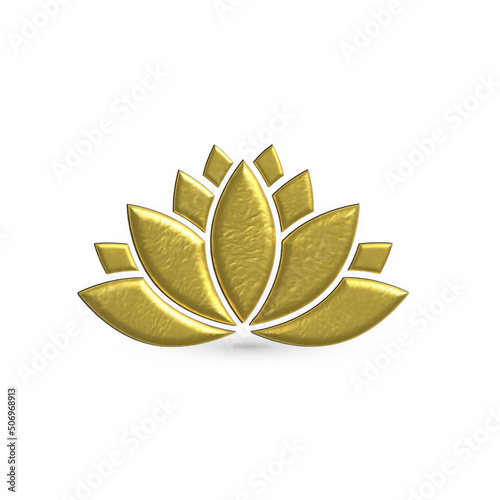 Golden lotus flower 3D logo icon image yoga massage wellness symbol graphic design illustration template