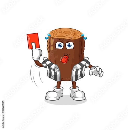 log referee with red card illustration. character vector