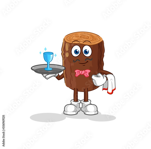 log waiter cartoon. cartoon mascot vector
