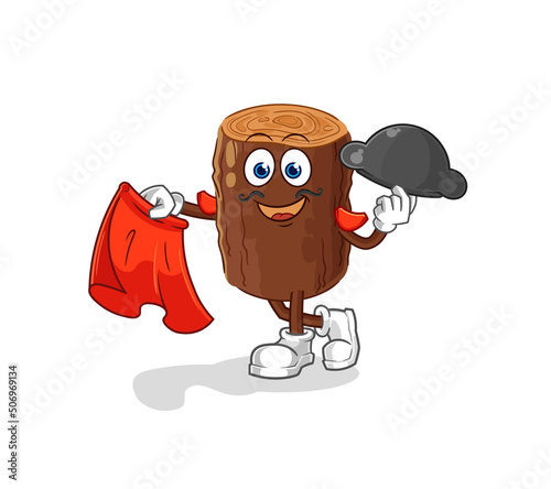 log matador with red cloth illustration. character vector