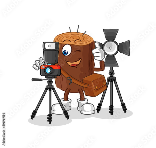 log photographer character. cartoon mascot vector